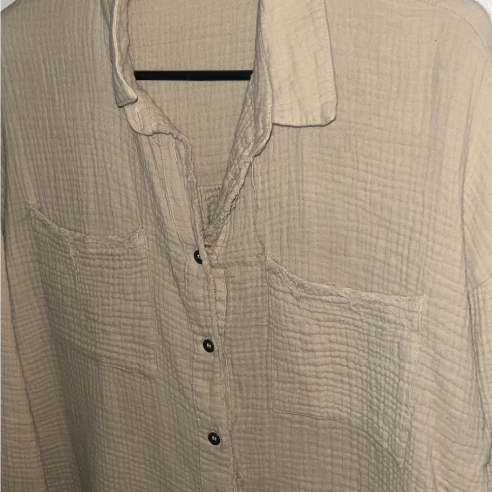 Women's Cream Button Down Shirt